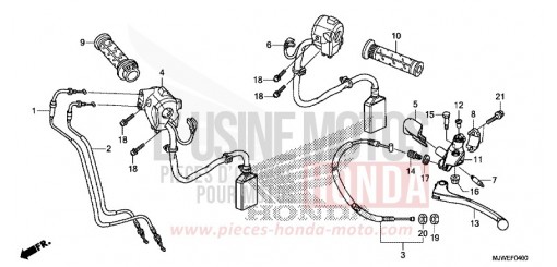 LEVIER DE GUIDON/COMMUTATEUR/CABLE CBR500RAG de 2016